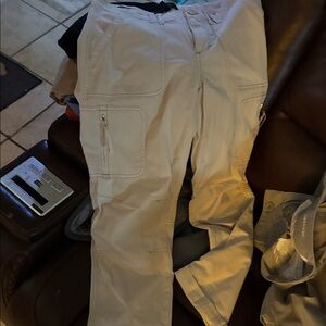 Beige Cargo Pants with Zipper Pockets